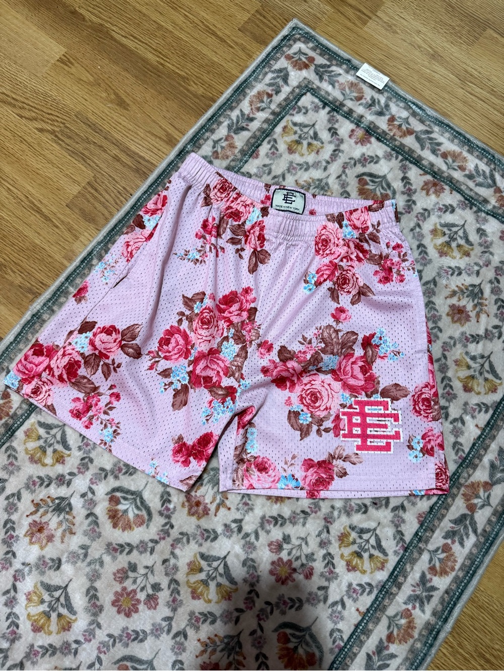 Eric Emanuel Pink Floral Athletic Shorts